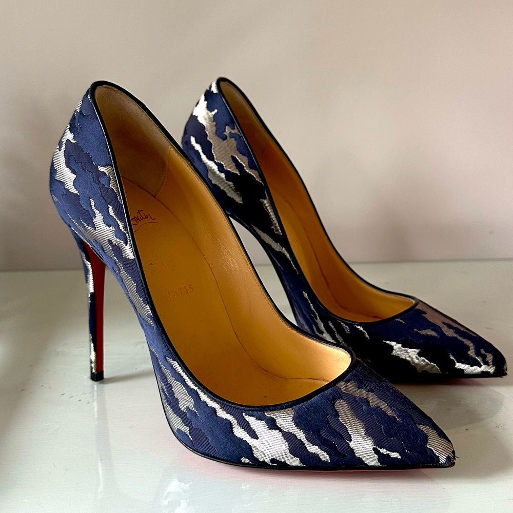 Christian Louboutin blue with red bottom/ size 38 (8) WORN ONCE!